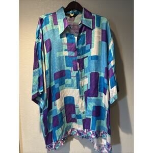 Silversilk Black Label Mens 3x Big & Tall Hip Hop All Over Print Button Up Shirt